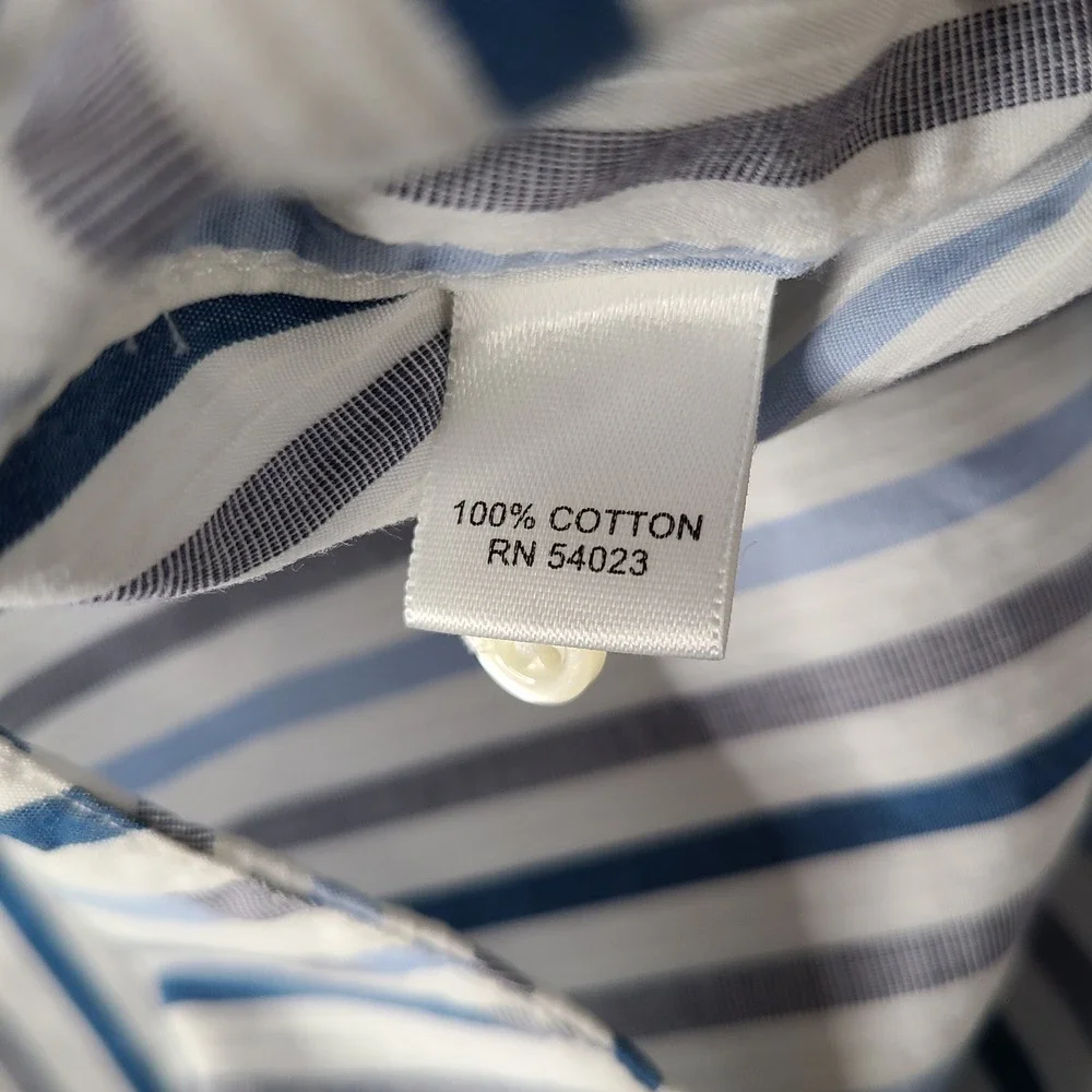 Banana Republic Shirt Mens L Blue Gray Striped Classic Fit Long Sleeve Button Up